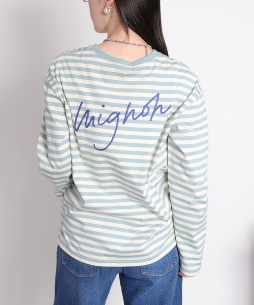 cepo(セポ)の「エンブロイダリー刺繍ロゴボーダーロングスリーブTee(Tシャツ/カットソー・レディース・サックスブルー/ホワイト×ブラック・M)」の11枚目の写真