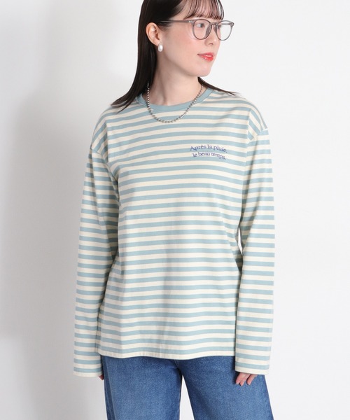 cepo(セポ)の「エンブロイダリー刺繍ロゴボーダーロングスリーブTee(Tシャツ/カットソー・レディース・サックスブルー/ホワイト×ブラック・M)」の8枚目の写真