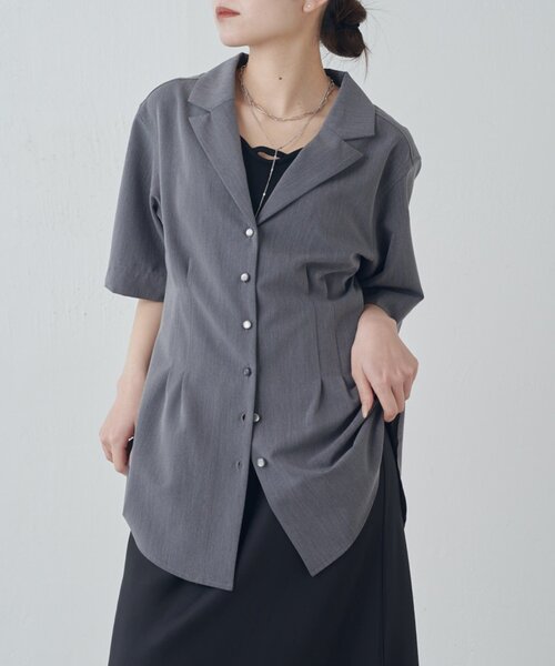 Lui's（ルイス）の「半袖ウエストタックジャケットシャツ（シャツ/ブラウス・レディース・ブラック/グレー・FREE）」の21枚目の写真