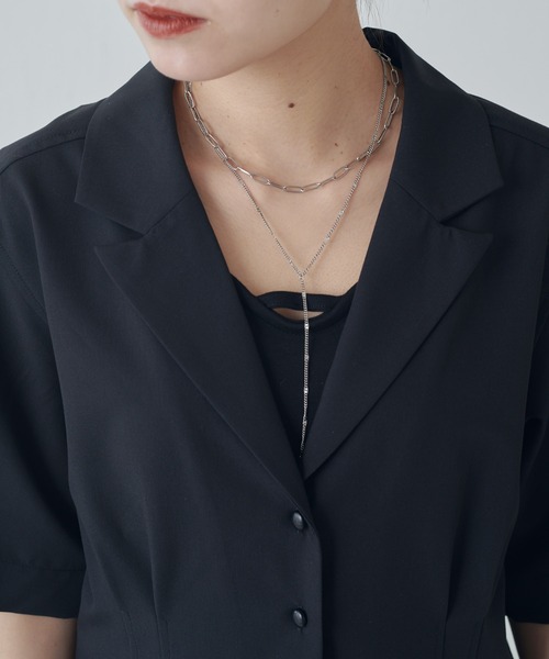 Lui's（ルイス）の「半袖ウエストタックジャケットシャツ（シャツ/ブラウス・レディース・ブラック/グレー・FREE）」の16枚目の写真