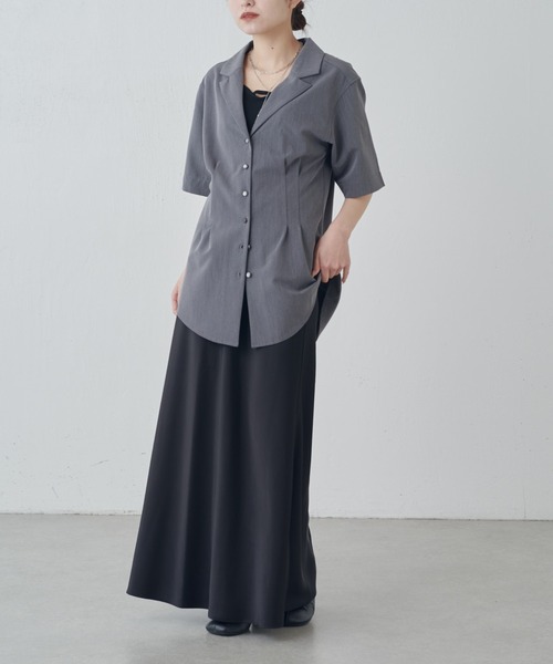 Lui's（ルイス）の「半袖ウエストタックジャケットシャツ（シャツ/ブラウス・レディース・ブラック/グレー・FREE）」の7枚目の写真