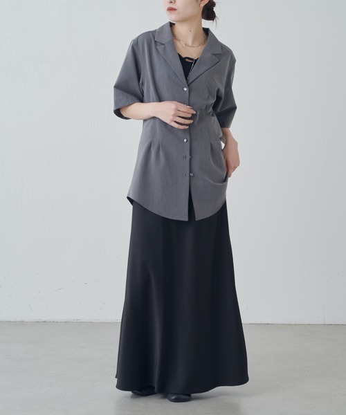 Lui's（ルイス）の「半袖ウエストタックジャケットシャツ（シャツ/ブラウス・レディース・ブラック/グレー・FREE）」の8枚目の写真