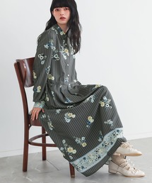 somari imagination | 『ストライプ×花柄フレアワンピース』(ワンピース)