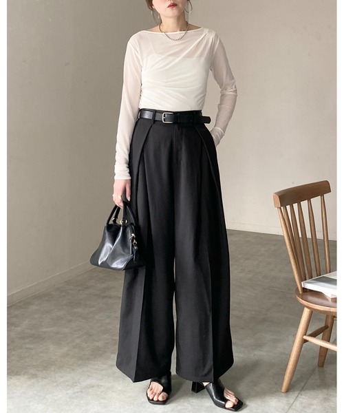 She's Closet(シーズクローゼット)の「長袖 オフショル シアードレープトップス(Tシャツ/カットソー・レディース・ブラック/アイボリー/グレー/グレイッシュベージュ・FREE)」の15枚目の写真
