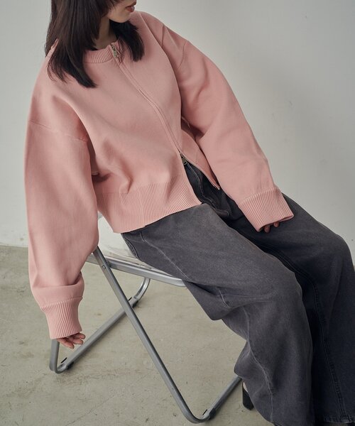 goocy（グーシー）の「アウトリンキングダブルZIPカーデ（カーディガン/ボレロ・レディース・ブラック/アイボリー/グリーン/ピンク・FREE）」の4枚目の写真