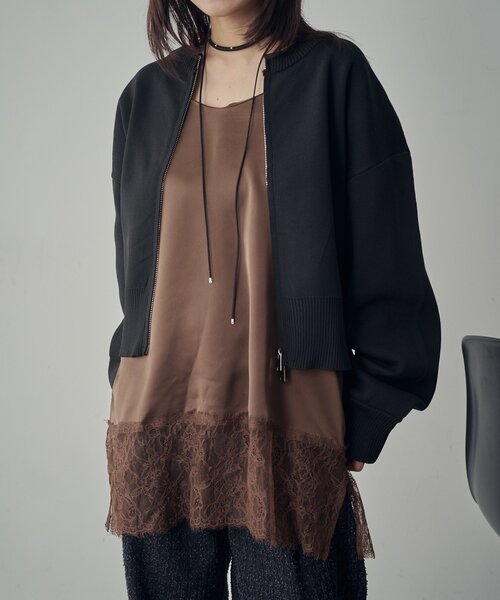 goocy（グーシー）の「アウトリンキングダブルZIPカーデ（カーディガン/ボレロ・レディース・ブラック/アイボリー/グリーン/ピンク・FREE）」の5枚目の写真