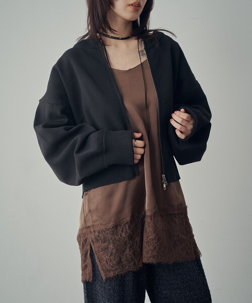 goocy（グーシー）の「アウトリンキングダブルZIPカーデ（カーディガン/ボレロ・レディース・ブラック/アイボリー/グリーン/ピンク・FREE）」の10枚目の写真