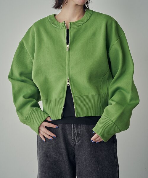 goocy（グーシー）の「アウトリンキングダブルZIPカーデ（カーディガン/ボレロ・レディース・ブラック/アイボリー/グリーン/ピンク・FREE）」の13枚目の写真