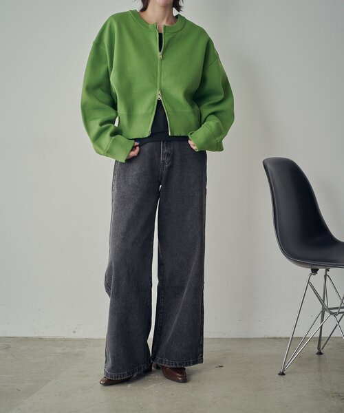 goocy（グーシー）の「アウトリンキングダブルZIPカーデ（カーディガン/ボレロ・レディース・ブラック/アイボリー/グリーン/ピンク・FREE）」の14枚目の写真