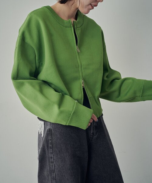 goocy（グーシー）の「アウトリンキングダブルZIPカーデ（カーディガン/ボレロ・レディース・ブラック/アイボリー/グリーン/ピンク・FREE）」の18枚目の写真