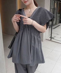 CORNERS（コーナーズ）の「シャーリングチュニック【セットアップ可能】（シャツ/ブラウス）」