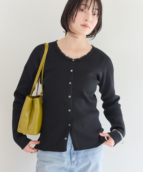 VIS（ビス）の「2層ロングハンドルバッグ（トートバッグ・レディース・ブラック/キナリ/ライトグリーン・FREE）」の5枚目の写真