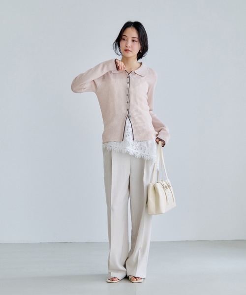 VIS（ビス）の「2層ロングハンドルバッグ（トートバッグ・レディース・ブラック/キナリ/ライトグリーン・FREE）」の8枚目の写真