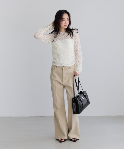 VIS（ビス）の「2層ロングハンドルバッグ（トートバッグ・レディース・ブラック/キナリ/ライトグリーン・FREE）」の11枚目の写真