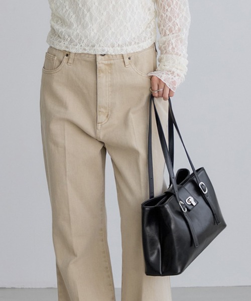 VIS（ビス）の「2層ロングハンドルバッグ（トートバッグ・レディース・ブラック/キナリ/ライトグリーン・FREE）」の9枚目の写真