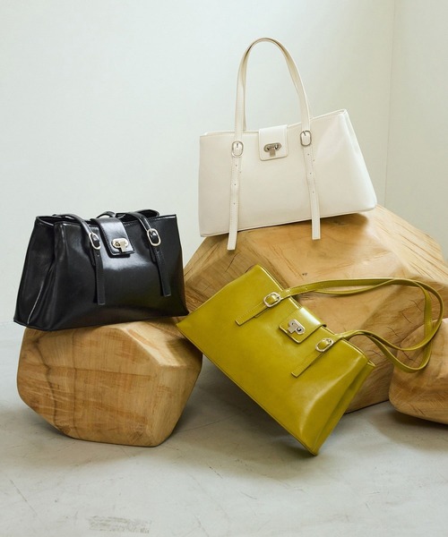 VIS（ビス）の「2層ロングハンドルバッグ（トートバッグ・レディース・ブラック/キナリ/ライトグリーン・FREE）」の15枚目の写真