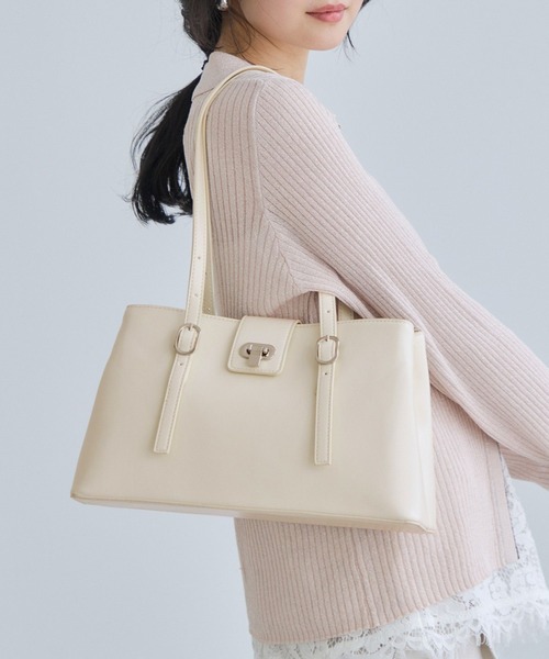 VIS（ビス）の「2層ロングハンドルバッグ（トートバッグ・レディース・ブラック/キナリ/ライトグリーン・FREE）」の19枚目の写真