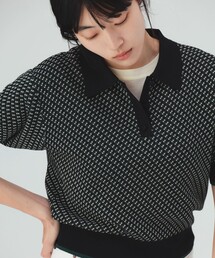 ジャカード ニット ポロ