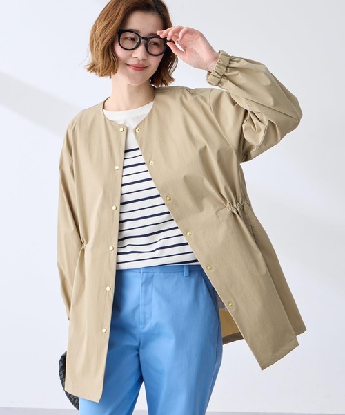 Petit Honfleur(プチオンフルール)の「ドロストハーフコート【撥水】(その他アウター・レディース・ベージュ/ネイビー・9号/11号/13号)」の1枚目の写真