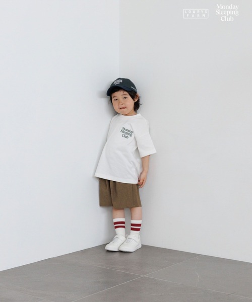 LOWRYS FARM（ローリーズファーム）の「Monday Sleeping Club ロゴプリントＴ 661480（Tシャツ/カットソー・キッズ・ネイビー/ホワイト/ブルー・150/140/130/120/110）」の6枚目の写真