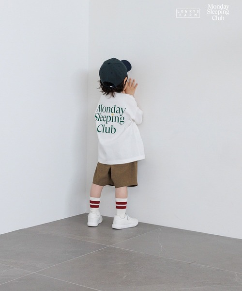 LOWRYS FARM（ローリーズファーム）の「Monday Sleeping Club ロゴプリントＴ 661480（Tシャツ/カットソー・キッズ・ネイビー/ホワイト/ブルー・150/140/130/120/110）」の7枚目の写真
