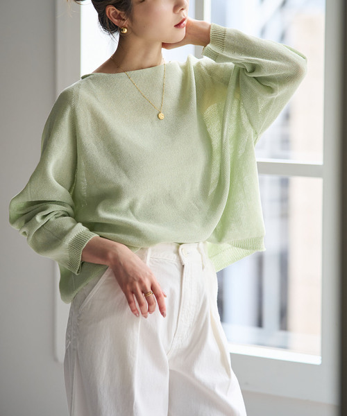 Noble(ノーブル)の「《追加・新色》ペーパーヤーン裏天竺プルオーバー(ニット/セーター・レディース・モカ/オートミール/モスグリーン・FREE)」の3枚目の写真