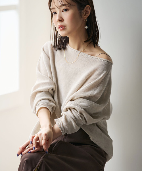 Noble(ノーブル)の「《追加・新色》ペーパーヤーン裏天竺プルオーバー(ニット/セーター・レディース・モカ/オートミール/モスグリーン・FREE)」の17枚目の写真