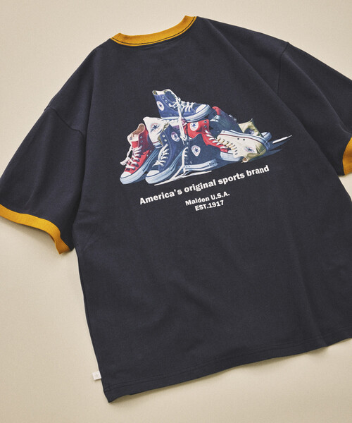 CONVERSE（コンバース）の「CONVERSE/コンバース 別注 シューズ バックプリント TEE（Tシャツ/カットソー・メンズ・グレー/ブラック/グリーン/ホワイト系その他/ホワイト/ネイビー・LARGE/MEDIUM/SMALL）」の6枚目の写真