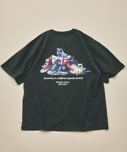 CONVERSE（コンバース）の「CONVERSE/コンバース 別注 シューズ バックプリント TEE（Tシャツ/カットソー・メンズ・グレー/ブラック/グリーン/ホワイト系その他/ホワイト/ネイビー・LARGE/MEDIUM/SMALL）」の5枚目の写真