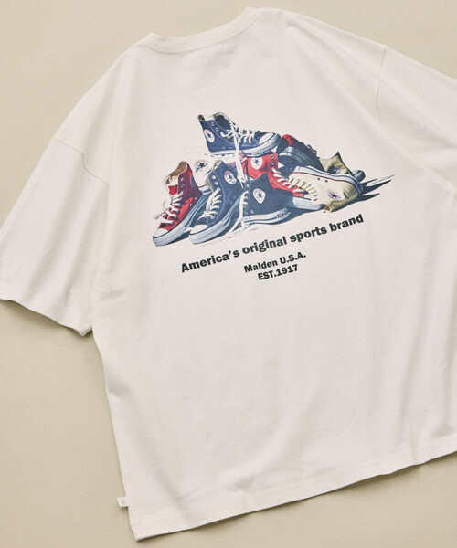 CONVERSE（コンバース）の「CONVERSE/コンバース 別注 シューズ バックプリント TEE（Tシャツ/カットソー・メンズ・グレー/ブラック/グリーン/ホワイト系その他/ホワイト/ネイビー・LARGE/MEDIUM/SMALL）」の22枚目の写真