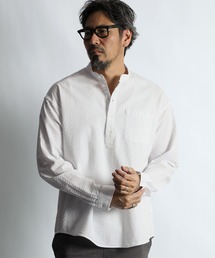 The DUFFER of ST.GEORGE（ザダファーオブセントジョージ）の「【WEB限定アイテム】SEER SUCKER EFD OVERDYE BAND COLLAR SHIRT：シアサッカー バンドカラーシャツ / エコ染色 / 春夏トップス（シャツ/ブラウス）」