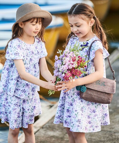 BeBe(ベベ)の「【アジャスター付】【お揃い】ラフィアポンポンペーパーブレードハット(48~56cm)(ハット・キッズ・ホワイト・M/L)」の5枚目の写真