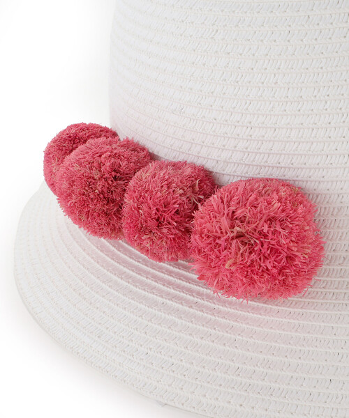 BeBe(ベベ)の「【アジャスター付】【お揃い】ラフィアポンポンペーパーブレードハット(48~56cm)(ハット・キッズ・ホワイト・M/L)」の8枚目の写真