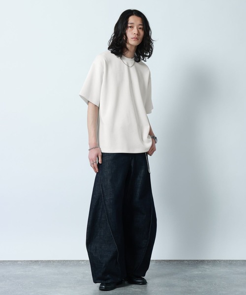 RAGEBLUE（レイジブルー）の「【LUXURY+EASY】DRAPE CREW NECK DESIGN STITCH T-SHIRT/ラグイージーワンポイント刺繍Tシャツ（Tシャツ/カットソー・メンズ・ピンク/ライトブルー/ホワイト/ブラック・MEDIUM/LARGE/SMALL）」の5枚目の写真