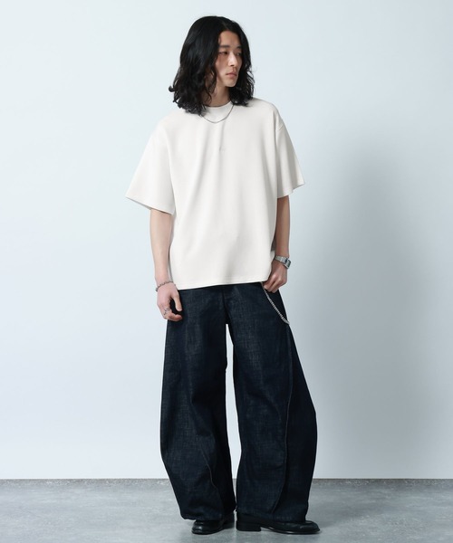 RAGEBLUE（レイジブルー）の「【LUXURY+EASY】DRAPE CREW NECK DESIGN STITCH T-SHIRT/ラグイージーワンポイント刺繍Tシャツ（Tシャツ/カットソー・メンズ・ピンク/ライトブルー/ホワイト/ブラック・MEDIUM/LARGE/SMALL）」の6枚目の写真