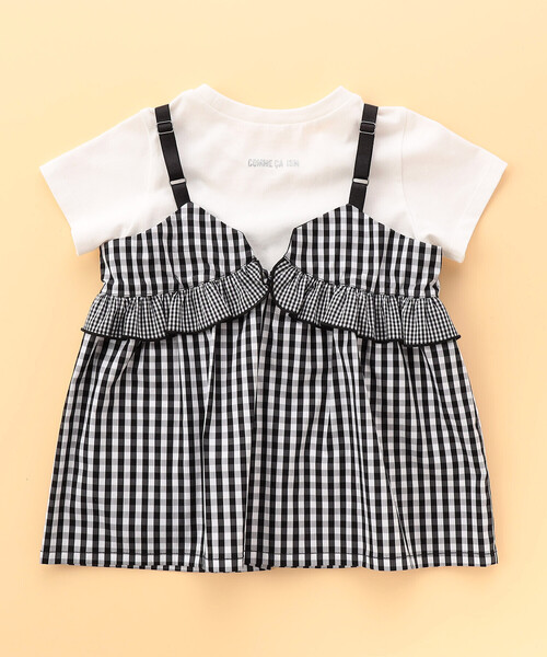 COMME CA ISM（コムサイズム）の「ギンガムチェック キャミソールセットTシャツ(ベビーサイズ)（Tシャツ/カットソー・キッズ・ブラック・80-90cm）」の2枚目の写真
