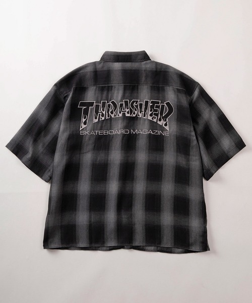 THRASHER（スラッシャー）の「【70】【THRASHER/スラッシャー】バックフェルト刺繍 ブランドロゴ オンブレチェック レギュラーカラーシャツ（シャツ/ブラウス・レディース・ブラック/ホワイト/ブルー・XL/L/M）」の5枚目の写真