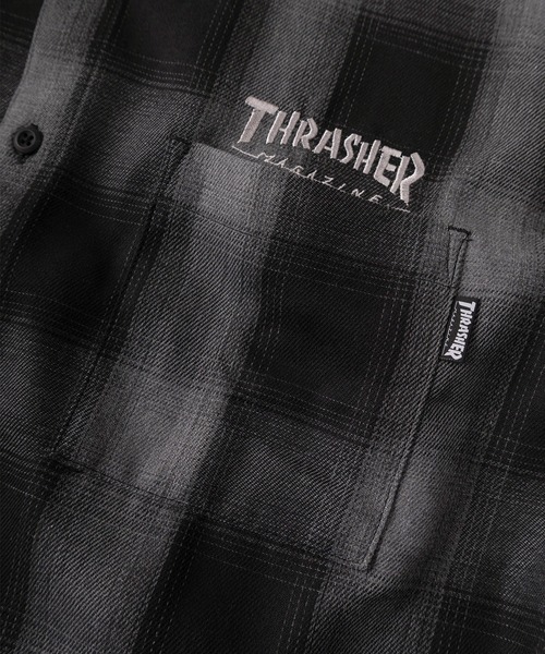 THRASHER（スラッシャー）の「【70】【THRASHER/スラッシャー】バックフェルト刺繍 ブランドロゴ オンブレチェック レギュラーカラーシャツ（シャツ/ブラウス・レディース・ブラック/ホワイト/ブルー・XL/L/M）」の7枚目の写真