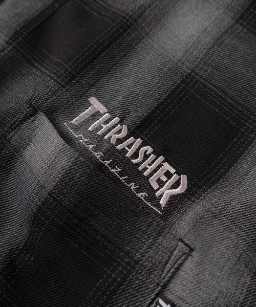 THRASHER（スラッシャー）の「【70】【THRASHER/スラッシャー】バックフェルト刺繍 ブランドロゴ オンブレチェック レギュラーカラーシャツ（シャツ/ブラウス・レディース・ブラック/ホワイト/ブルー・XL/L/M）」の8枚目の写真