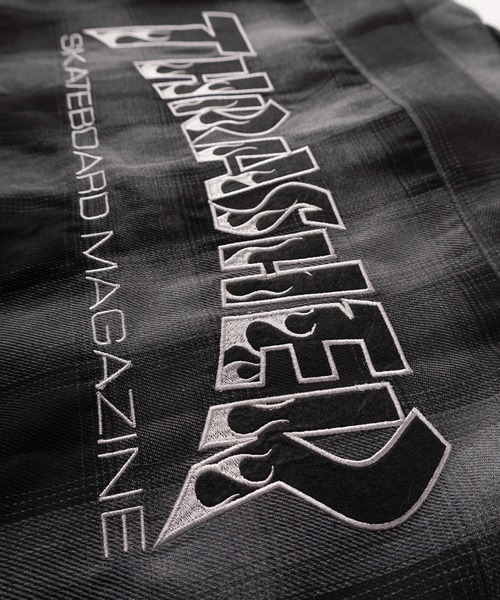 THRASHER（スラッシャー）の「【70】【THRASHER/スラッシャー】バックフェルト刺繍 ブランドロゴ オンブレチェック レギュラーカラーシャツ（シャツ/ブラウス・レディース・ブラック/ホワイト/ブルー・XL/L/M）」の10枚目の写真