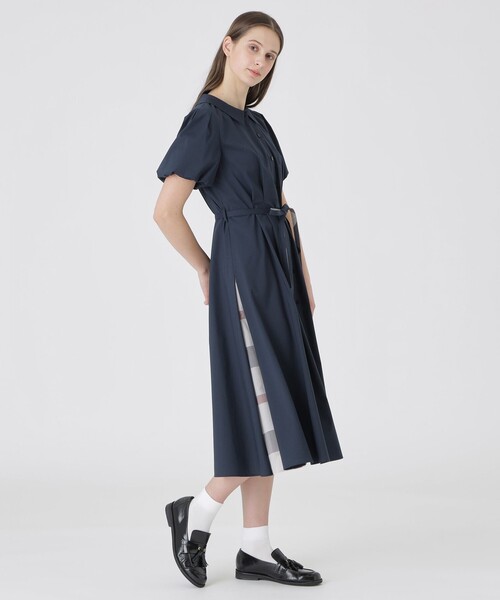 BLUE LABEL CRESTBRIDGE(ブルーレーベルクレストブリッジ)の「バルーンスリーブシャツドレス(ワンピース・レディース・ブラック/ダークネイビー/ベージュ・38/36/40)」の12枚目の写真