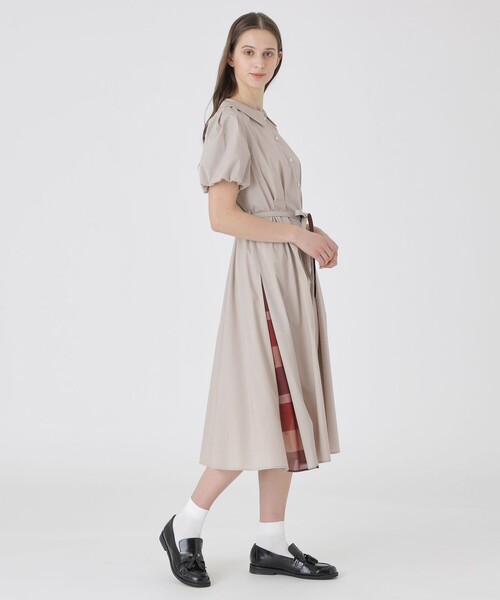 BLUE LABEL CRESTBRIDGE(ブルーレーベルクレストブリッジ)の「バルーンスリーブシャツドレス(ワンピース・レディース・ブラック/ダークネイビー/ベージュ・38/36/40)」の20枚目の写真