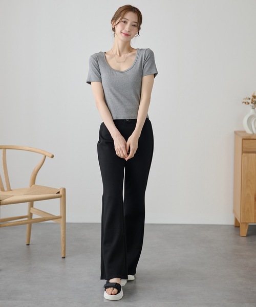 DAYRA(デイラ)の「DAYRA ソリッドカラー ボタン付き ハイウエスト パンツ(その他パンツ・レディース・グレー/ブラック/ダークグレー・M/L)」の4枚目の写真