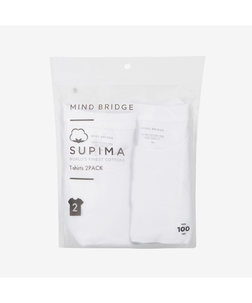 MINDBRIDGE（マインドブリッジ）の「[2パック][スーピマ]高密度純綿セミオーバー半袖Tシャツ - 2カラー MATS01A1（Tシャツ/カットソー・メンズ・ブラック/ホワイト・90/95/100/105/110）」の2枚目の写真
