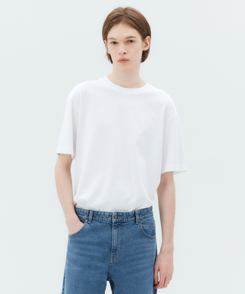 MINDBRIDGE（マインドブリッジ）の「[2パック][スーピマ]高密度純綿セミオーバー半袖Tシャツ - 2カラー MATS01A1（Tシャツ/カットソー・メンズ・ブラック/ホワイト・90/95/100/105/110）」の3枚目の写真