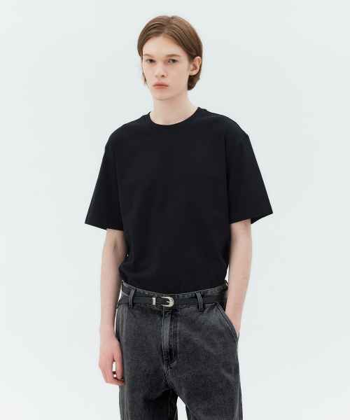 MINDBRIDGE（マインドブリッジ）の「[2パック][スーピマ]高密度純綿セミオーバー半袖Tシャツ - 2カラー MATS01A1（Tシャツ/カットソー・メンズ・ブラック/ホワイト・90/95/100/105/110）」の4枚目の写真