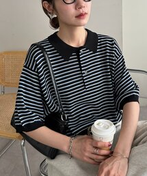 WEB限定】ランダムリブボリュームスリーブ半袖ニット（ニット/セーター