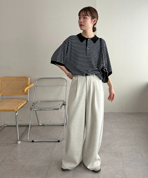 DISCOAT(ディスコート)の「【Enlude】アソートボーダーニットポロシャツ《ユニセックス》(ニット/セーター・レディース・ネイビー/ブラック・FREE)」の5枚目の写真