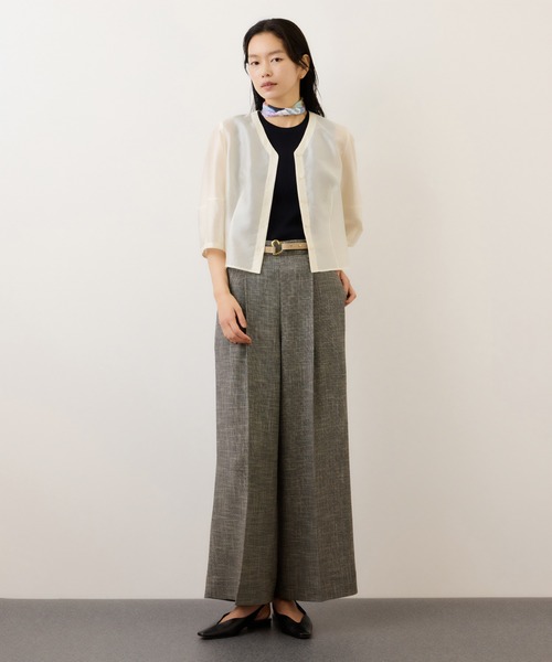 ROPE'（ロペ）の「ランタンスリーブシルクライクブラウス/イージーケア（シャツ/ブラウス・レディース・スミクロ/ブルー/オフホワイト・FREE）」の10枚目の写真