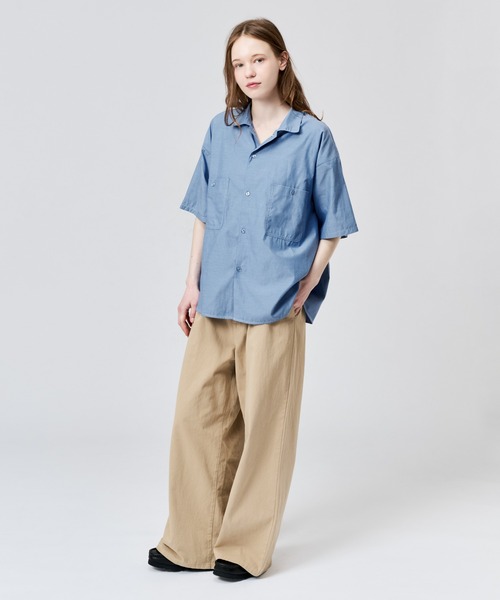 OPEN COLLAR CHAMBRAY S/S SHIRT / オープンカラーシャンブレーS/S